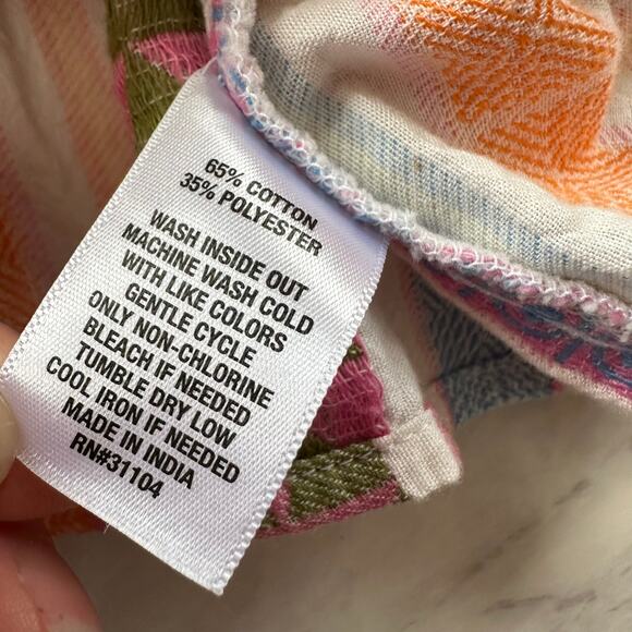 Crown & Ivy girls medium Jacquard Button Front Top striped shirt multicolor Belk - Picture 4 of 7